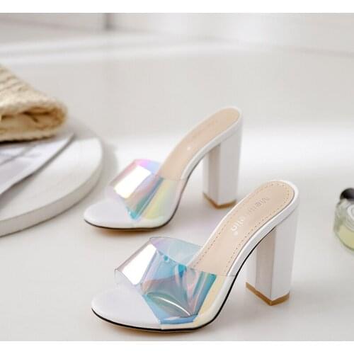 2021 Fashion Square Toe Slippers Slides Brand Square Heels Sandals Slip On Flip Flops Beach Summer Shoes Slipper sandalias mujer