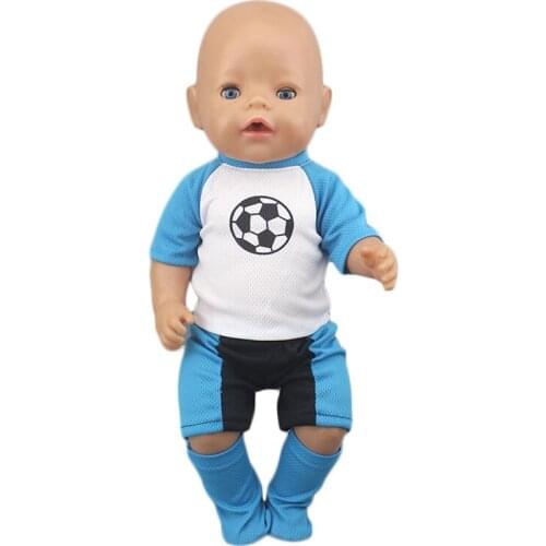 3pcs in 1, Lovely football suit Set Fit For 43cm Baby Doll 17 Inch Reborn Baby Doll Clothes, Shoes are not included