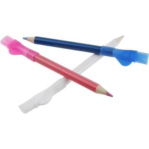 3 x White Blue Tailors Chalk Pencil W/ Brush Drafting Quilting Dressmaker Quilter