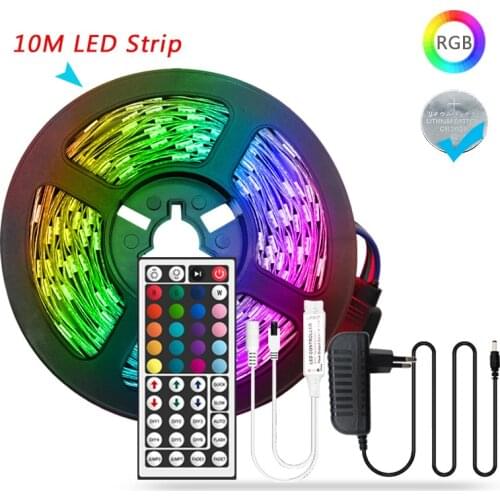 5M 10M RGB Led Strip Light 5050 SMD 2835 DC12V 15M 20M Non-waterproof Led Tape Flexible Lighting Ribbon with Power Adapter