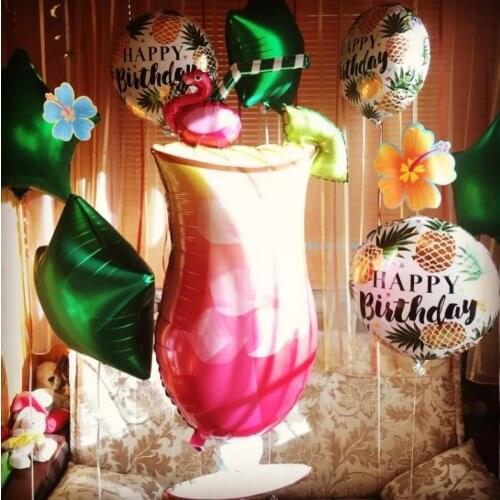 5pcs/set Hawaii Party Decoration Flamingo Pineapple Cactus Balloons Birthday Summer Beach Party Balloon Aloha Air Balls Supplies