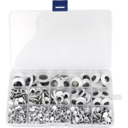 600pcs/box 5-18mm Plastic Self Adhesive Fake Round Elliptical Wiggle Googly Doll Toy Eyes Arts Craft Supplies Kids Toys Accessor