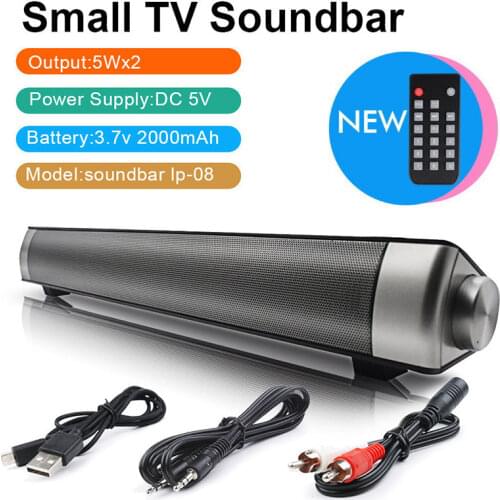 MXPOKWV Wireless Bluetooth Subwoofer Mini MP3 TF Card Speaker Louderspeaker Stereo Super Bass 2X5W Sound Bar TV Remote Control