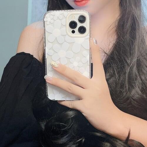 White Flower Apple X Mobile Phone Shell Xr Is Suitable for IPhone11pro/7/8plus Soft 12Xsmax Phone Cases for Iphone 11