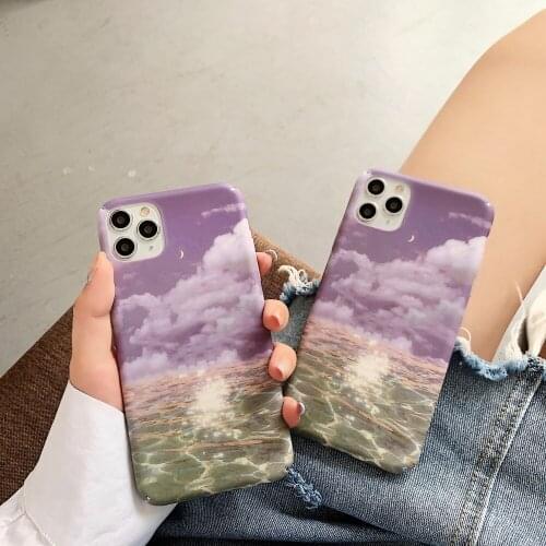 Purple Starry Sky Personalized Pattern Phone Case For iPhone Case Frosted PC Water Paste Hard Shell For Huawei And For Xiaomi