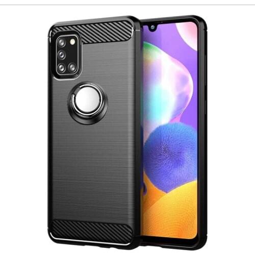 For Samsung Galaxy A31 Case Luxury Brushed Carbon Fiber Case For Samsung A31 case A 31 SM-A315F Magnetic Ring Holder Cover Case