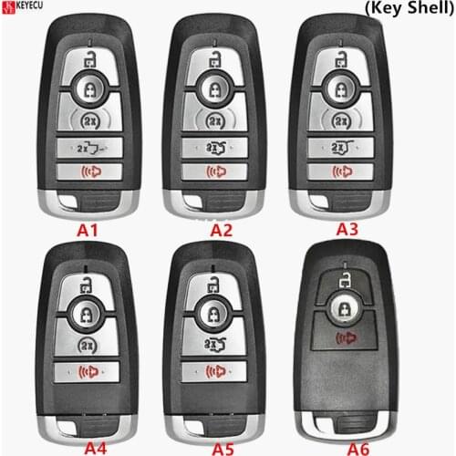 KEYECU Smart Remote Key Shell Case With 3 4 5 Buttons + Uncut Insert Blade- FOB for Ford Fusion Explorer Expedition Edge Mustang