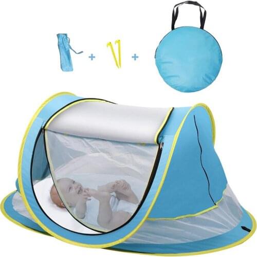 Portable Baby Tent Pop Up Beach Tent for Baby Enhanced Ventilation UPF 50+ Sun Shelter Infant Baby Camping Bed with Mosquito Net
