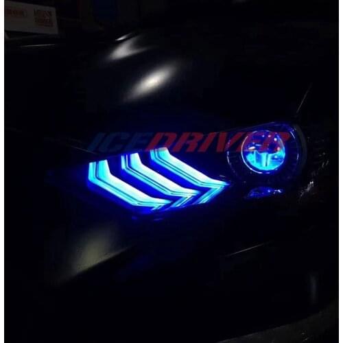 Icedriver for Ford Mustang DRL RGB multicolor LED boards 2018-2019 daytime running lights Red Blue Demon Eye lighting bulbs