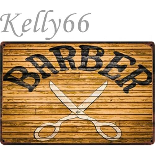 [ Kelly66 ] Barber Shop Metal Sign Tin Poster Home Decor Bar Wall Art Painting 20*30 CM Size y-1473