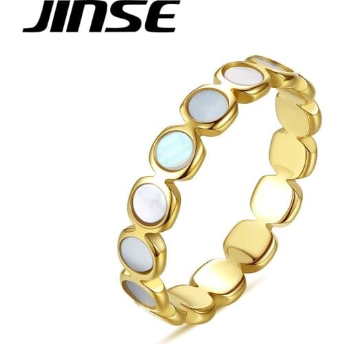 Jinse Ladies Jewelry Hot Selling Women Gold Color Band Finger Female Circle of Sea shells Rings Trendy Rings