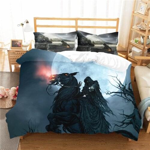 A Bedding Set 3D Printed Duvet Cover Bed Set Horror Skull Home Textiles for Adults Bedclothes with Pillowcase #KL58