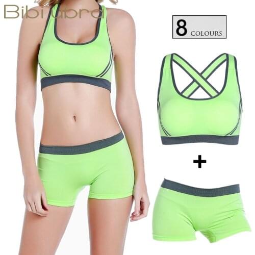 Two Piece Workout Gym Sport Bra Shorts Legging Sport Wear Outfit Clothing Seamless Sports Set 2pcs Women Yoga Fitness Suit