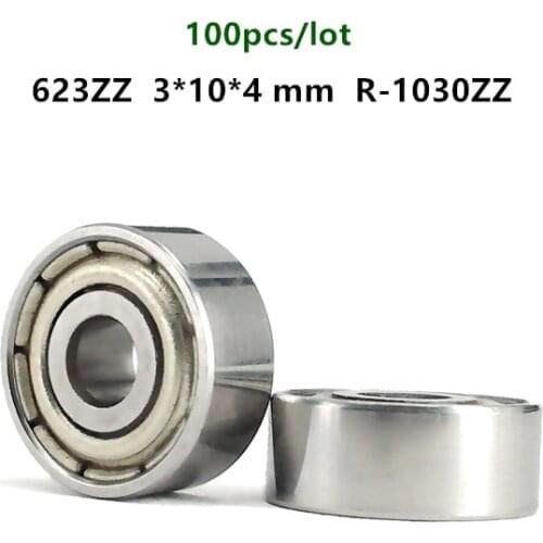 100pcs miniature ball bearing 623ZZ 3*10*4 mm R-1030ZZ deep groove ball bearings 623 -2Z 623Z 3D printer parts