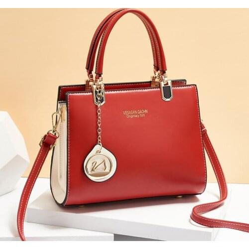 Fashion Elegant Office Ladies Handbag Colorblock Shoulder Messenger Bag Womens Square Hand Bag Tote Bag Stereotyped WomenS Bags
