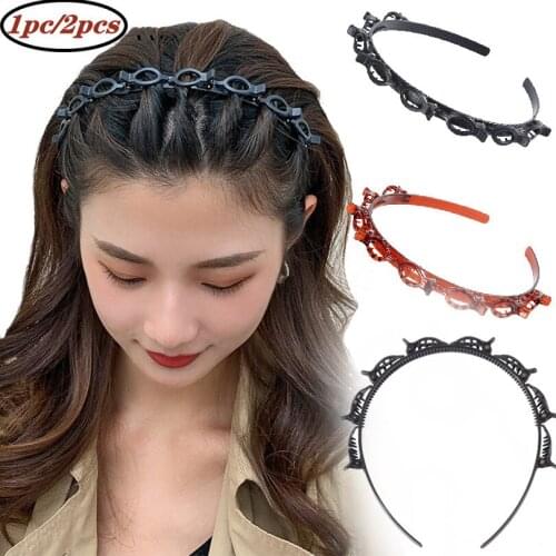 2pcs Fashion Hair Accessories Elegant Hairpins for Women Sports Headband Double Bangs Hairstyle Make Up Hairbands