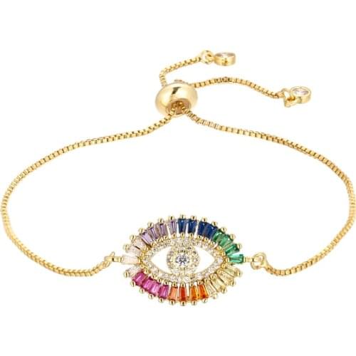 Fashion jewelry womens Devils Eye bracelets jewelry gold cz zircon mama bracelet bangle adjustable chain bracelet for women