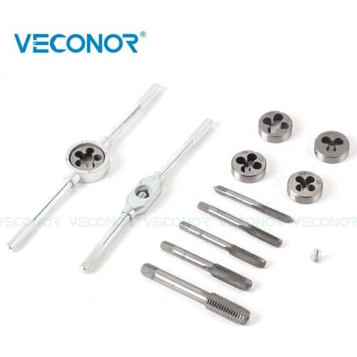 12PCS Metric Tap and Die Set High Carbon Steel Tap Wrench Hand Tool Threading Tap Die For Metalworking