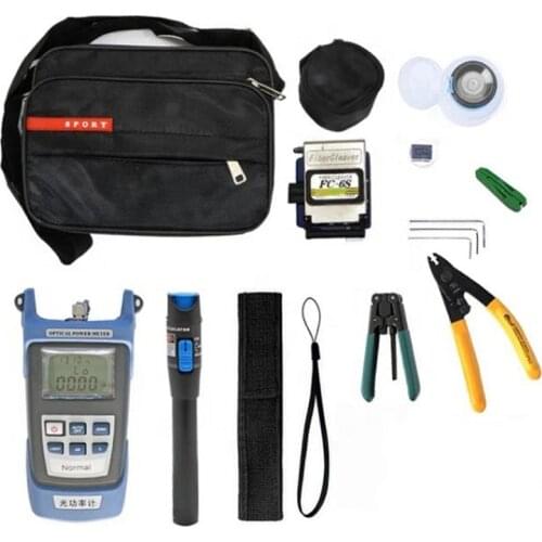 12pcs FTTH Fiber Optic Tools Kit with Fibra Optica Power Meter Visual Fault Locator Kit de fibre optique