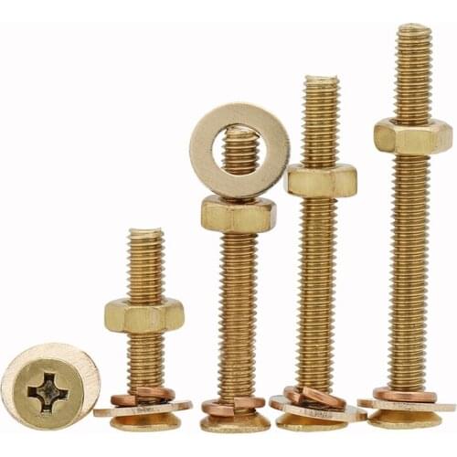 Copper countersunk head screw and nut set cross flat combination all pad spring M3m4m5m6m8