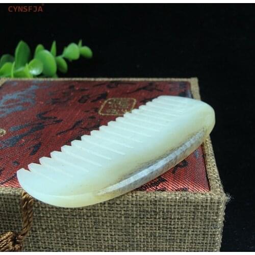 CYNSFJA Real Rare Certified Natural Chinese Hetian Jade Nephrite Lucky Amulets Jade Comb Hand Carved High Quality Birthday Gifts
