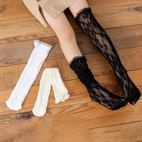 3-color childrens small morning glory mesh pure color tube socks summer lace edge breathable sweat-absorbent mosquito socks