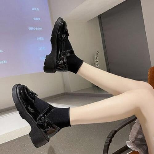 Autumn 2021 new fashion all-match womens Mary Jane shoes Japanese bowknot platform small leather shoes