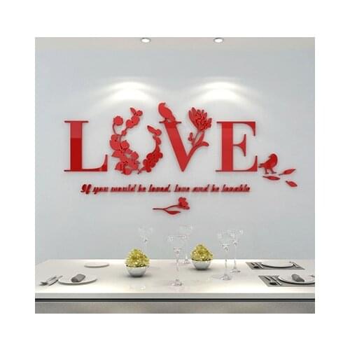 New arrival Flower LOVE Acrylic wall stickers Home 3d decoration TV background wall stickers Wedding room Party DIY decor