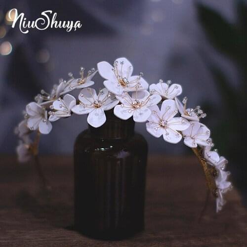 NiuShuya Handmade White Flower Wedding Hairband Sweet Girls Wedding Party Evening Dress Headpiece Hair Accessories