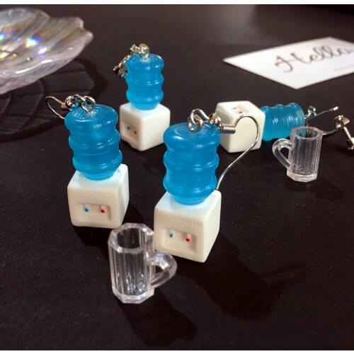 Original Resin Funny Creative Earrings Hip-hop Bathtub Toilet Mini Water Dispenser Earring Exaggerated Ear Jewelry
