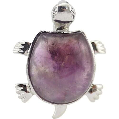 Big Size Real Natural Stone Pendants for Women Men Cute Animal Turtle Amethysts Agates Aventurine Quartz Sea Opal Stone Pendants