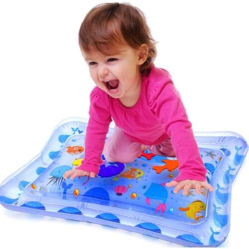 Cute Whale Animal Number Inflatable Tummy Time Water Mat Infants Baby Pad Toy encourages babys natural curiosity develop skills