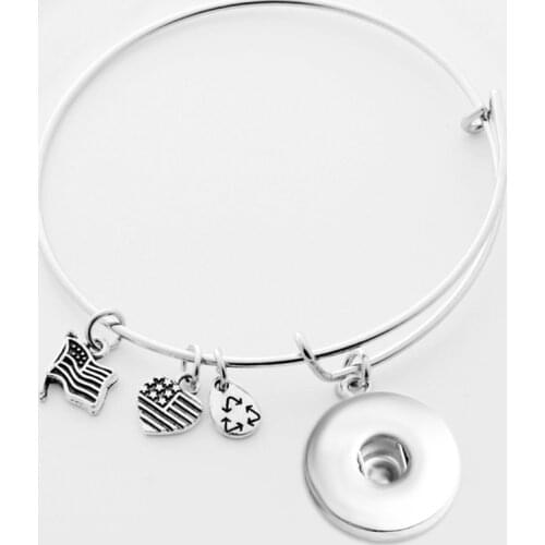 USA 18mm snap button Bangles Wholesale adjustable Bracelets AA271