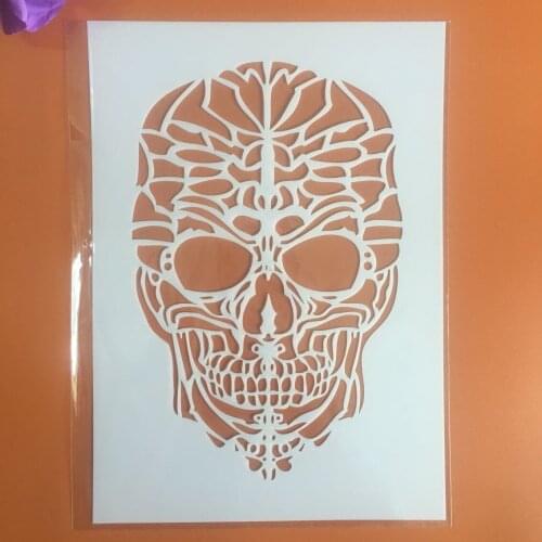 A4 29 * 21cm skull Mandala DIY Stencils Wall Painting Scrapbook Coloring Embossing Album Decorative Paper Card Template