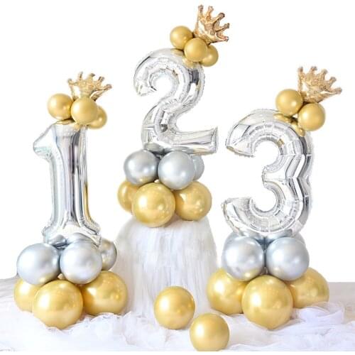 Anniversary 1 2 3 4 5 6 7 8 9 Gold Silver Number Foil Balloons Digital Helium Ballon Wedding Decoration Birthday Party Balloon