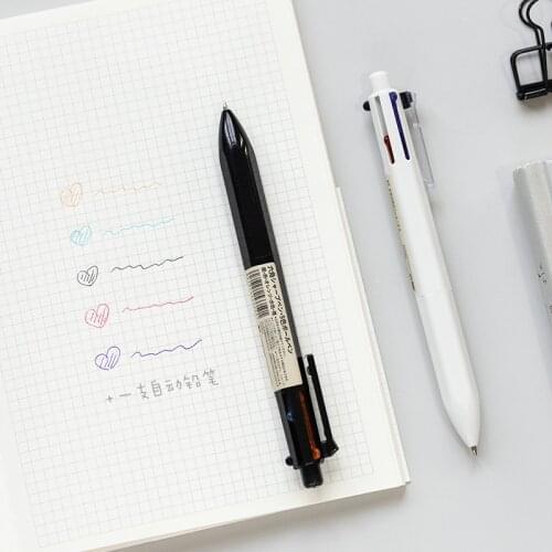 5Colors Ballpoint Pen + Propelling Pencil Multi-functional Pen Set Japanese Stationery School office writing Supplies
