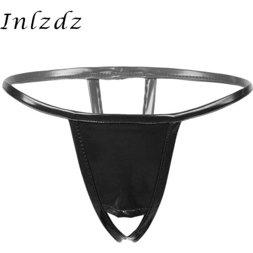 Womens Erotic Sexy Thongs Crotchless Briefs Shiny Patent Leather Underpants G-string Underwear T-back Lingerie Panties