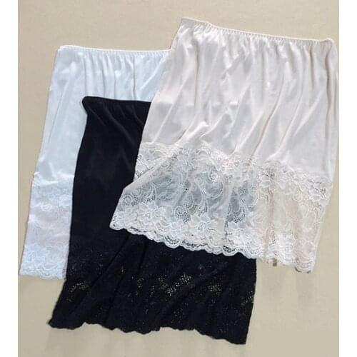 1PC 50% Silk Knit Lace Half Slip Nightdress Sleepwear Underskirt M L XL SG351