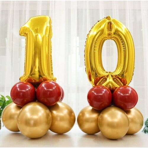 10Pc/Set Gold Silver Number Foil Balloon 32Inch Digital Balls Ruby Helium Ballon Wedding Decoration Birthday Party Supplies