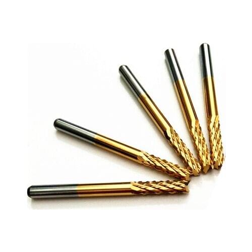 3.175mm Tungsten Steel Titanium Coat Carbide End Mill Engraving Bits CNC PCB Rotary Burrs Milling Cutter Drill Bit
