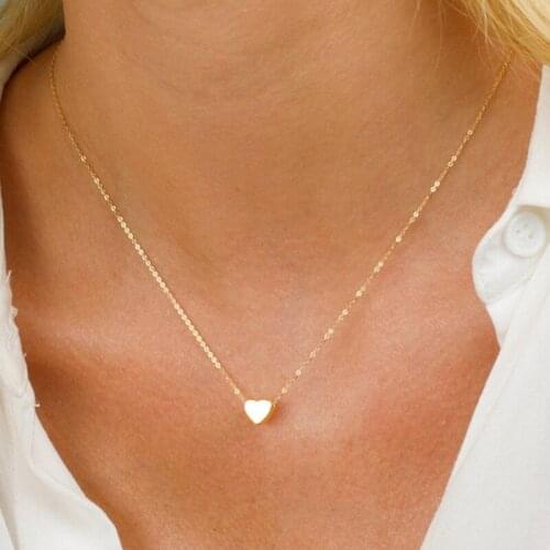 316L Stainless Steelomen Simple Trendy Heart Clavicle Pendant Necklace For Women Female Elegant Gold Chain Necklaces