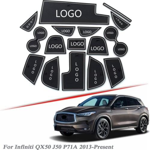 Brand LOGO Car Styling For Infiniti QX50 J50 P71A 2013-Present Gate slot pad Interior Door Groove Mat Non-slip dust Accessory