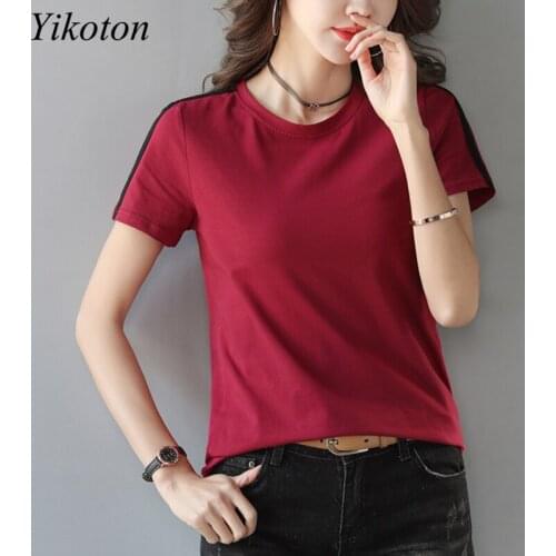 Basic T Shirt New Women Summer Sexy Top Ladies Cotton T-Shirt For Women Short Sleeve Loose Shirts Womans Shirt Fit Female Slim