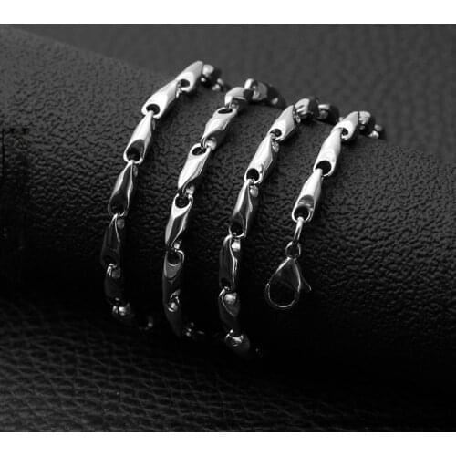 Fashion titanium steel round melon seed chain tapered chain stainless steel necklace mens wild jewelry hot sale