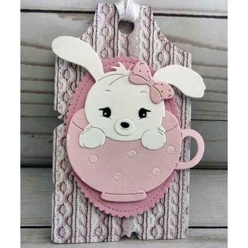 Cup Rabbit Cutting Embossing Die Hand-made Birthday Card Embellishment Paper Piecing Die Cut Ladies Greeting Cards