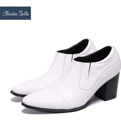 Christia Bella British Style High Heels Men Wedding Dress Shoes Genuine Leather Oxfords Shoes Office Business Men Formal Shoes