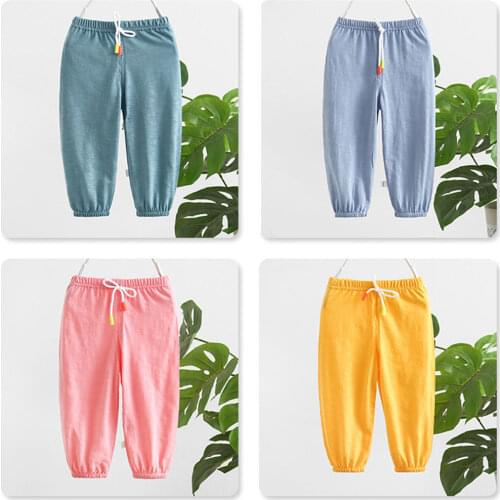 New Polyester Childrens Anti-mosquito Pants Bloomers Thin Polka Dot Baby Pants Girls and Girls Summer Baby Kids Pants 3-6Years