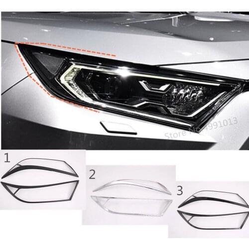 For Toyota RAV4 2019 2020 Car Styling Front Head Light Lamp Hood Molding Frame Sticker Cover Trim 2pcs(Three Colors