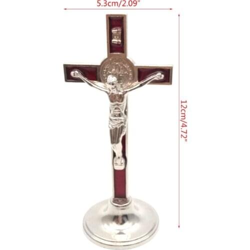 Cross Crucifix Stand Christ Catholic Jesus Statue Figurine Car Home Chapel Decor QX2E