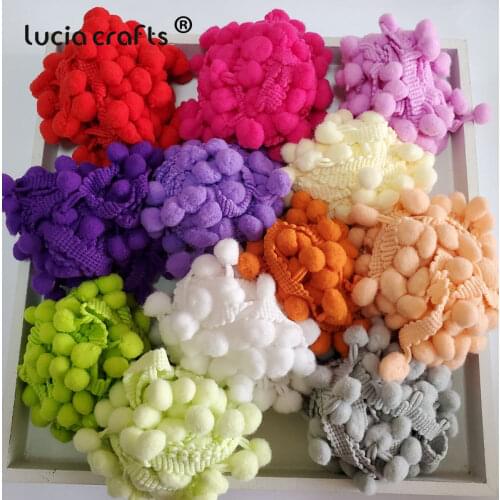 Lucia Crafts 2y/12/24Yards 15mm Pom Pom Trim Ball Fringe Ribbon DIY Sewing Lace For Home Decor K0103